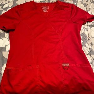 Red scrub top